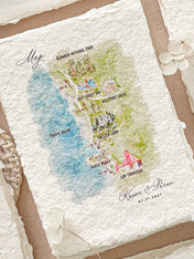 Custom Map Illustrations • Line and Watercolour Art Hand Drawn