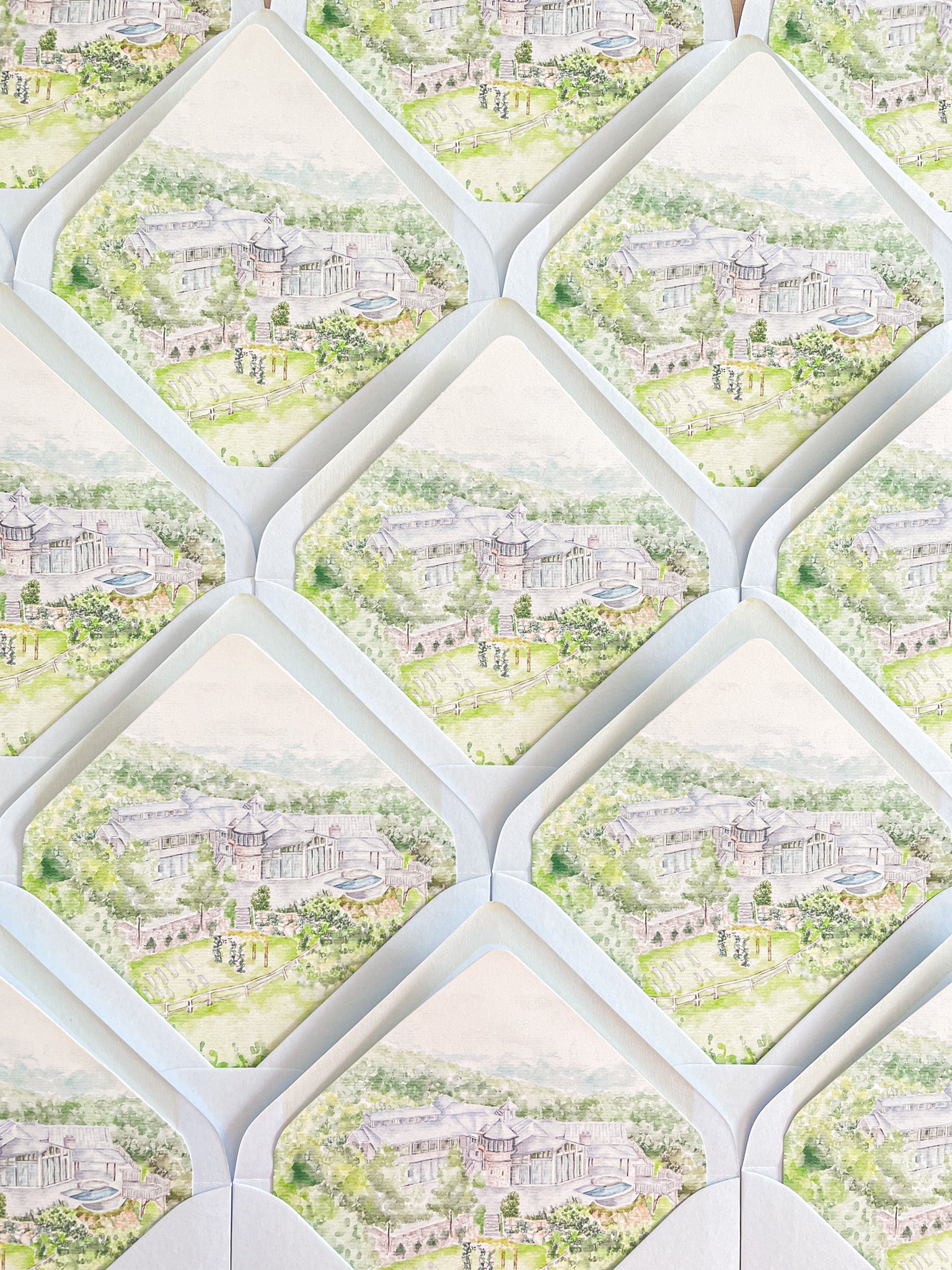 Envelope Liners • Custom Venue Illustration Hand Drawn Watercolour