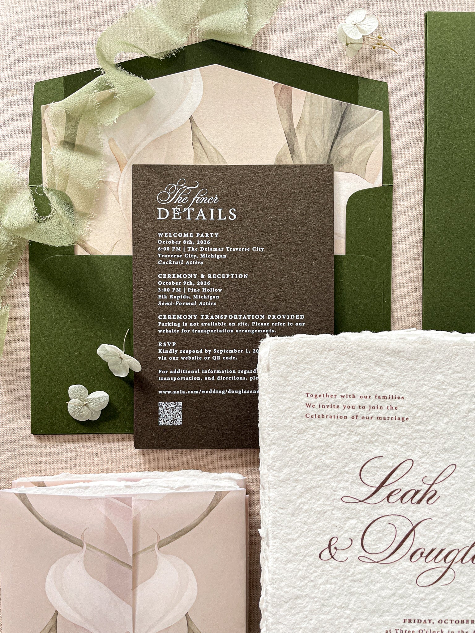Envelope Liners • White Calla Lily