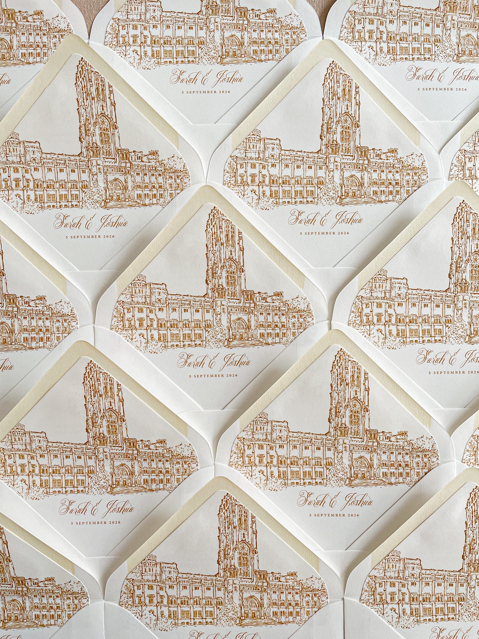 Envelope Liners • Custom Venue Illustration Hand Drawn Line
