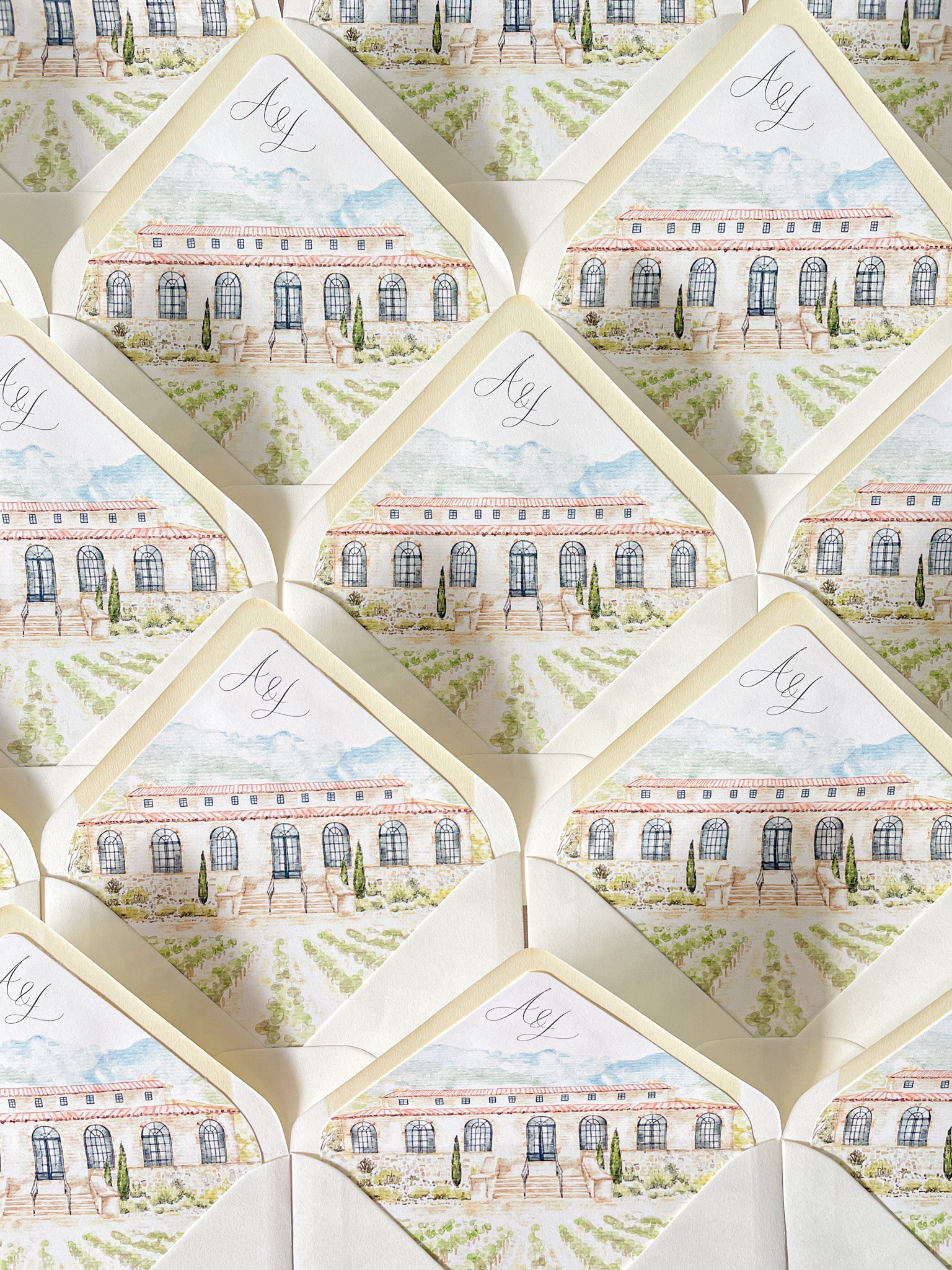 Envelope Liners • Custom Venue Illustration Hand Drawn Watercolour