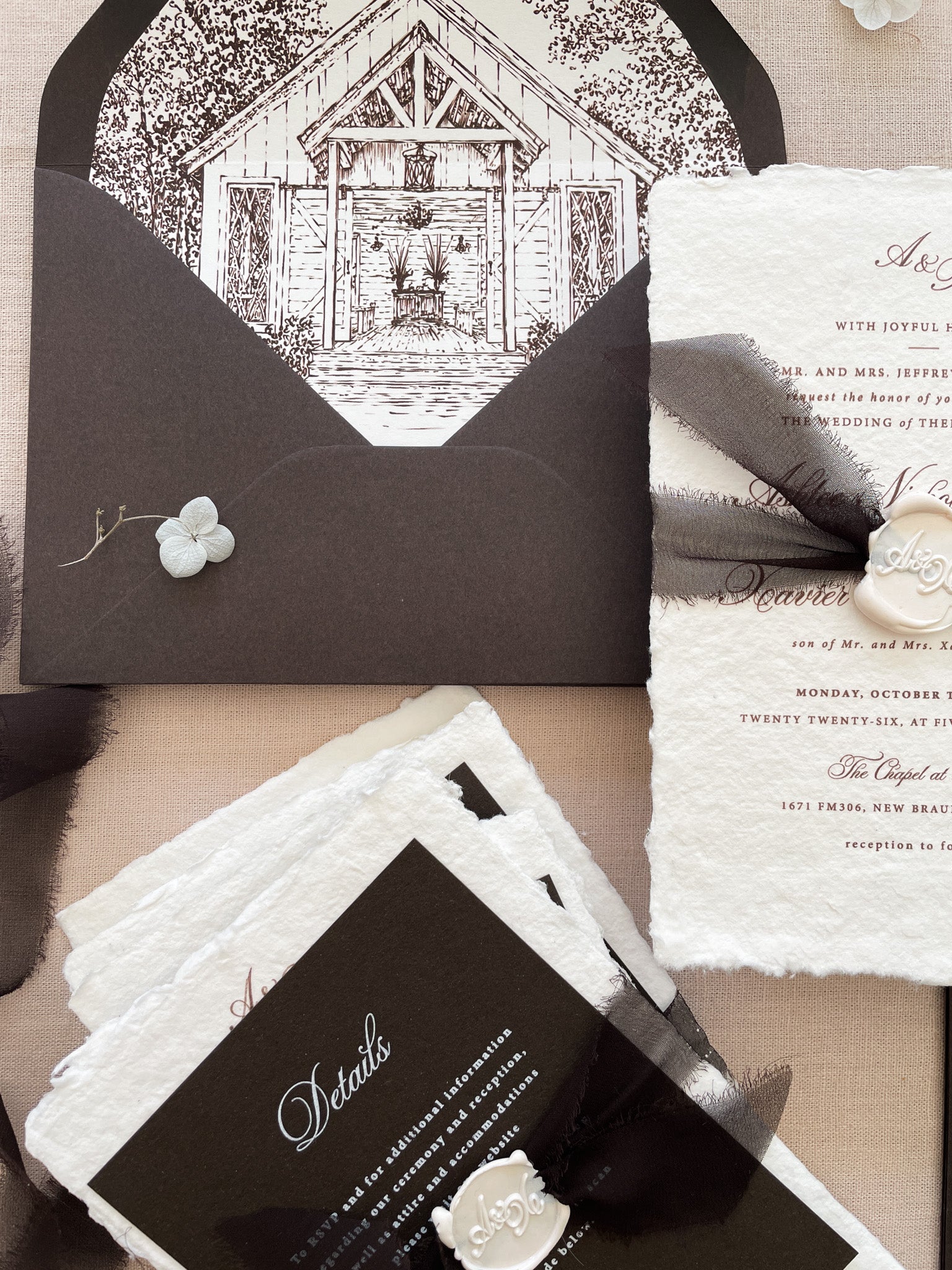 Envelope Liners • Custom Venue Illustration Hand Drawn Line