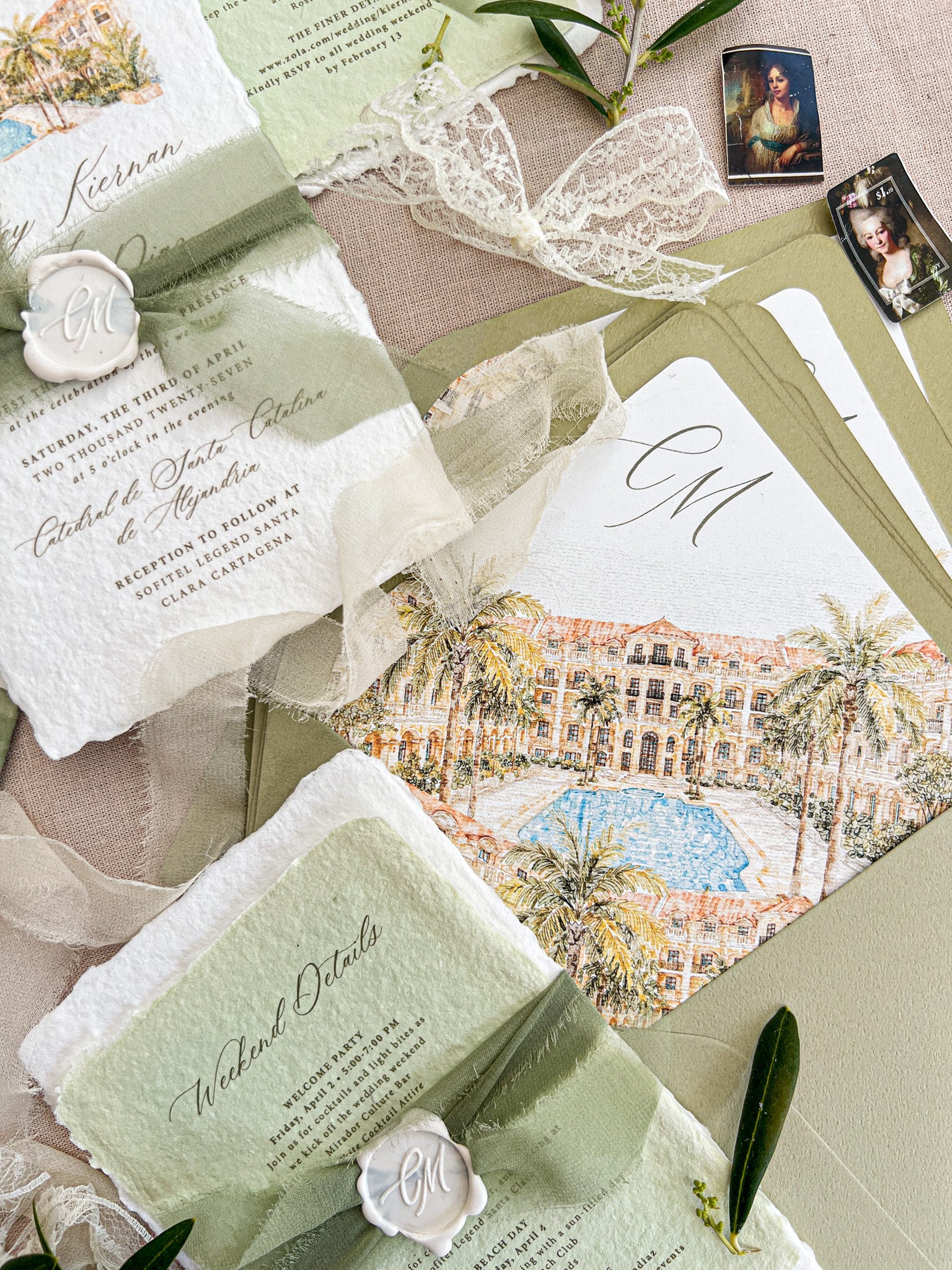 Envelope Liners • Custom Venue Illustration Hand Drawn Watercolour