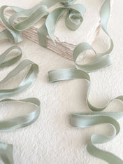 Sage Satin Silk Ribbons
