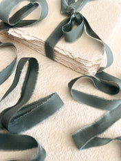 Teal Satin Silk Ribbons