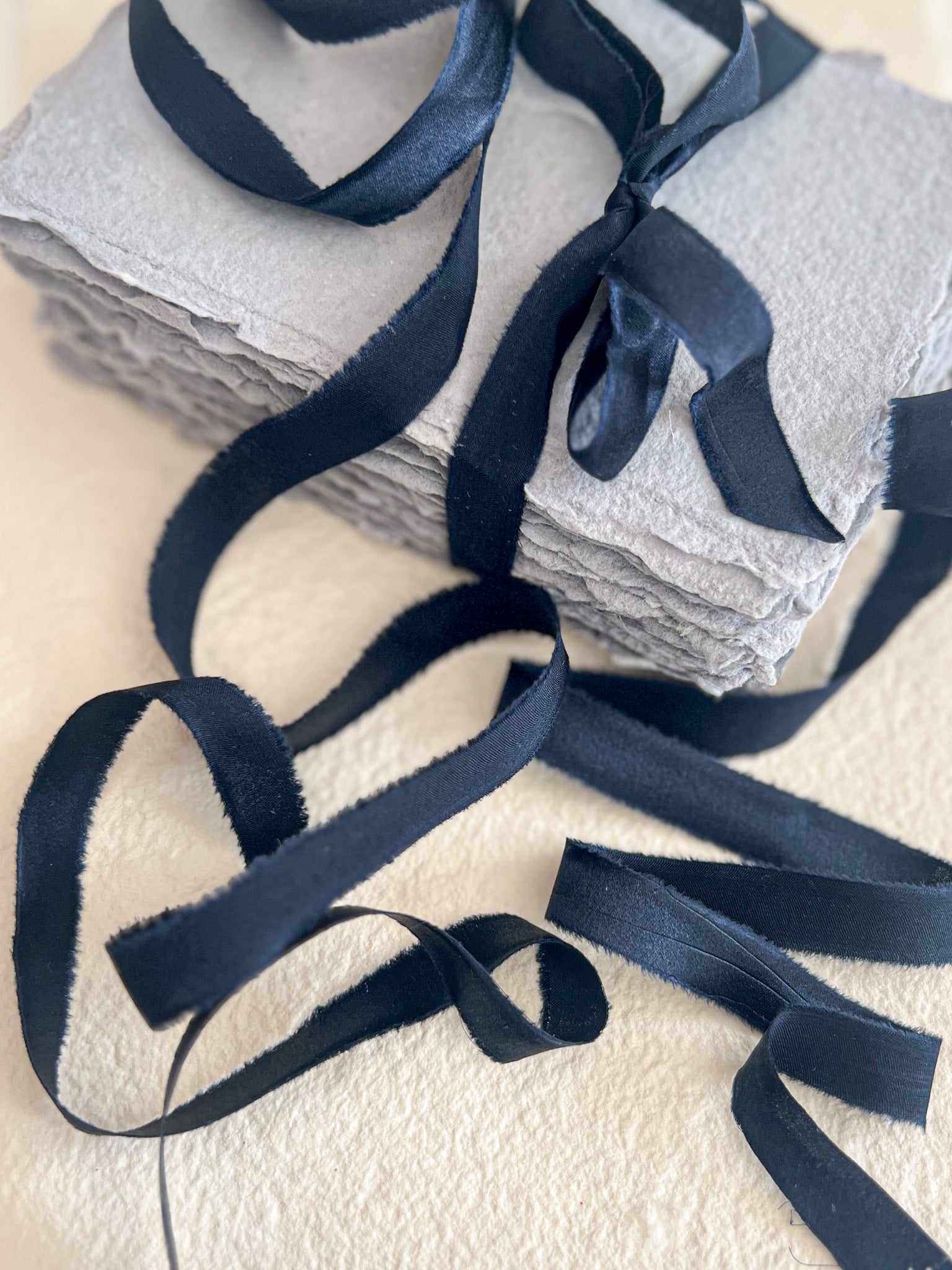 Navy Satin Silk Ribbons