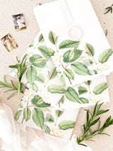 Vellum Jackets Printed White and Green Leaves