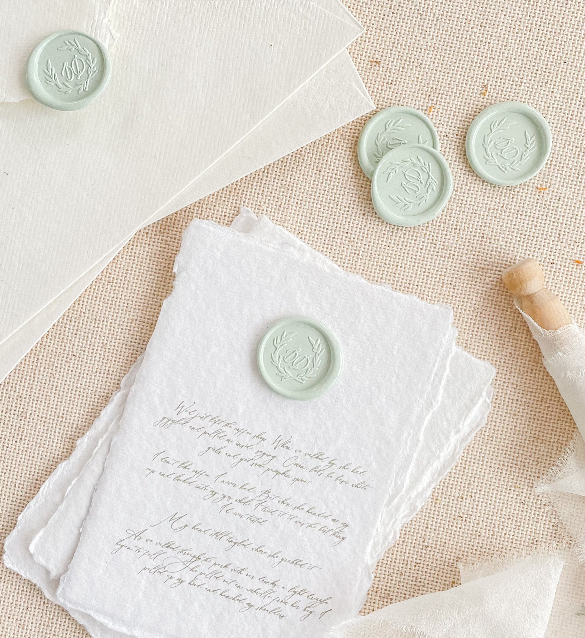 Custom Monogram Wax Seals Wreath Two Letters
