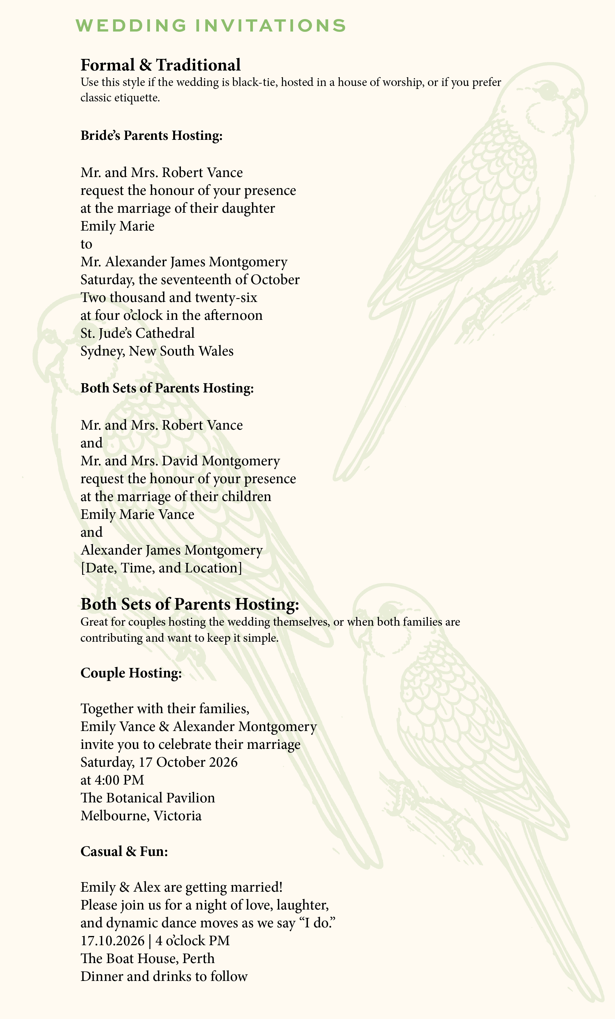 Wording Examples