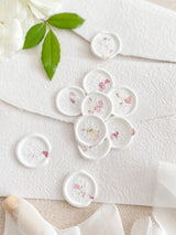 Pre-Made White Wax Seals with Dry Petals