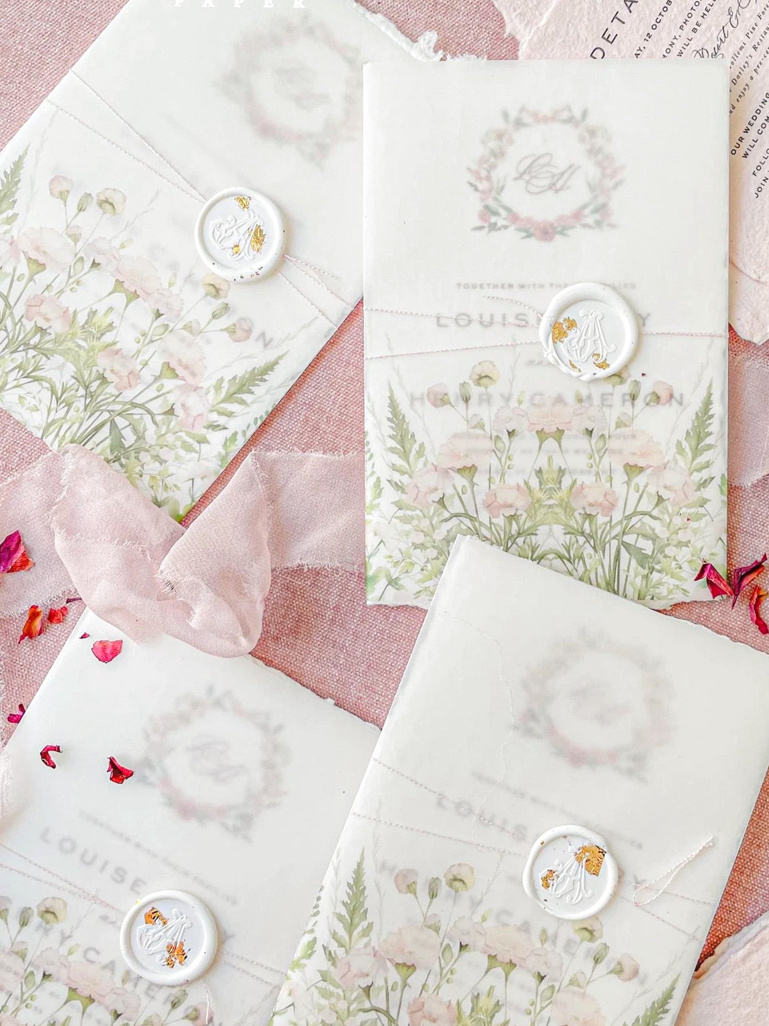 Vellum Jackets Printed Pink Carnations